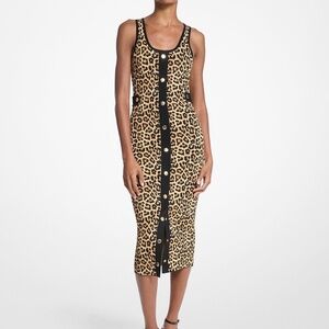 Michael Kors Leopard Stretch Viscose Midi Tank Dress